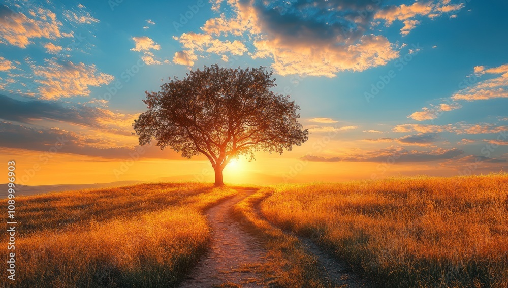 Fototapeta premium Golden Hour Sunset Landscape