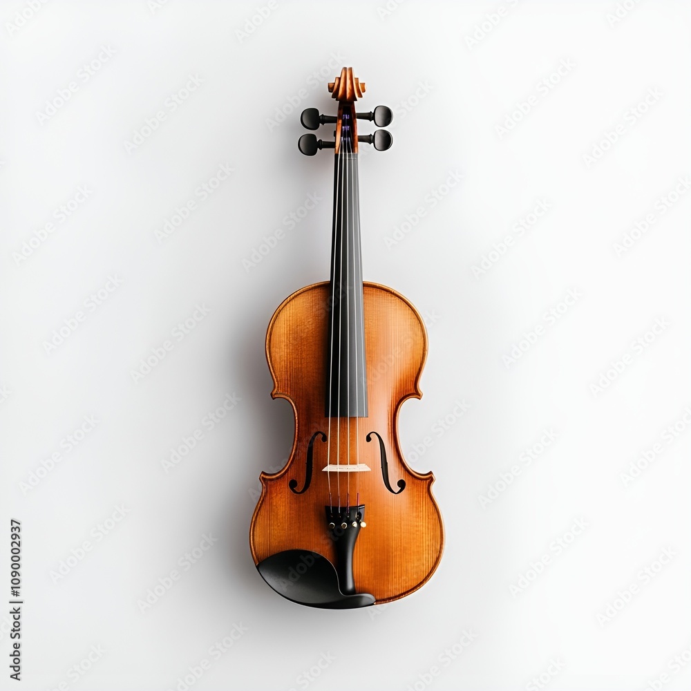 Fototapeta premium Violin Top View Shot on White Background