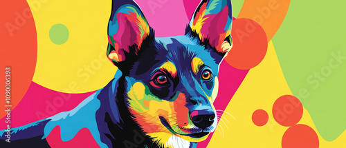 Norwegian Buhund Dog Close Up Cool Action Vector Illustration for Design Projects photo