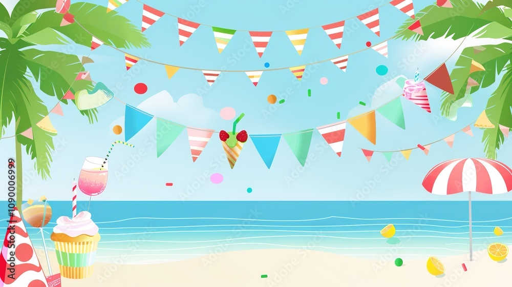 Obraz premium Creating a Festive Summer Party Birthday Background
