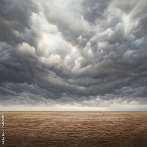 Wallpaper Mural A dramatic seascape featuring dark, swirling clouds above a calm, reflective ocean surface. Torontodigital.ca