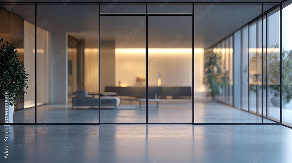 Fototapeta premium Modern Interior Design with Glass Walls and Natural Light