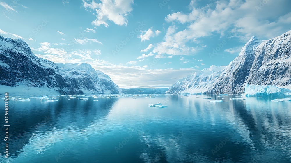 Obraz premium Calm glacial landscape arctic region nature photography serenity wide angle frozen beauty