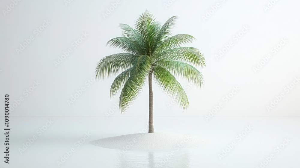 Fototapeta premium Single palm tree on a small island.