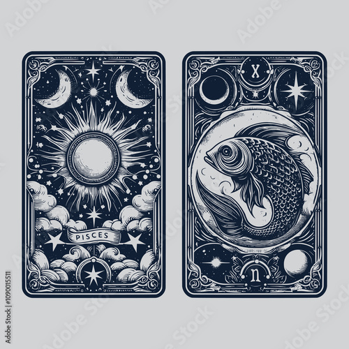 dark fantasy pisces ouija tarot tattoo