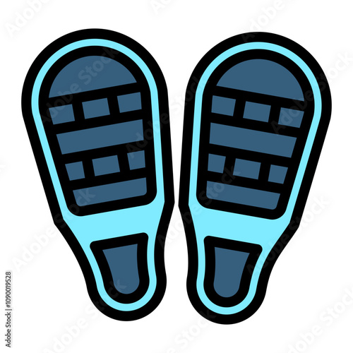 snowshoes outline color icon. use for modern concept, print, UI, UX kit, web and app development. Vector EPS 10, related to winter, cold season. 