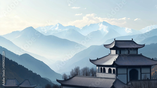 Wallpaper Mural pagoda in the mountains Torontodigital.ca