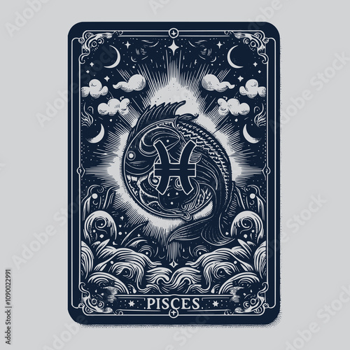 gothic pisces ouija tarot card tattoo
