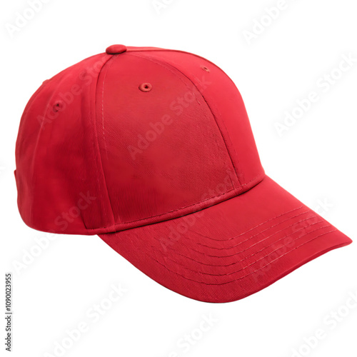 Red baseball cap mockup isolated on white background as transparent. PNG. AI GENERATED photo