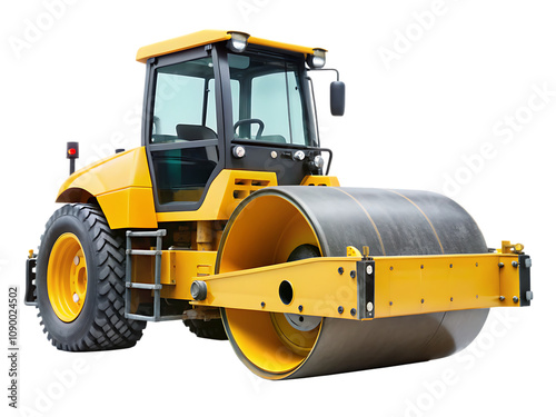 Road roller isolated on white background as transparent. PNG. AI GENERATED photo