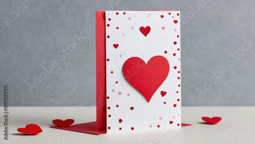 Tarjeta san valentín con corazones rojos de amor photo