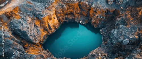 Wallpaper Mural Aerial View of a Quarry Lake Turquoise Waters in a Stone Pit Torontodigital.ca