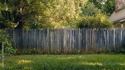 Rustic Wooden Fence Surrounded by Greenery