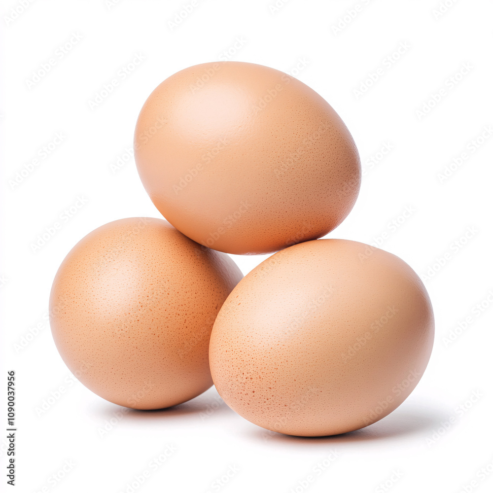 Explore the nutritious appeal of fresh eggs in a cozy kitchen setting. On white background Explore the nutritious appeal of fresh eggs in a cozy kitchen setting. On white background
