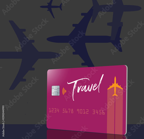 Here is a generic travel credit card featuring . This is a 3-d illustration. photo