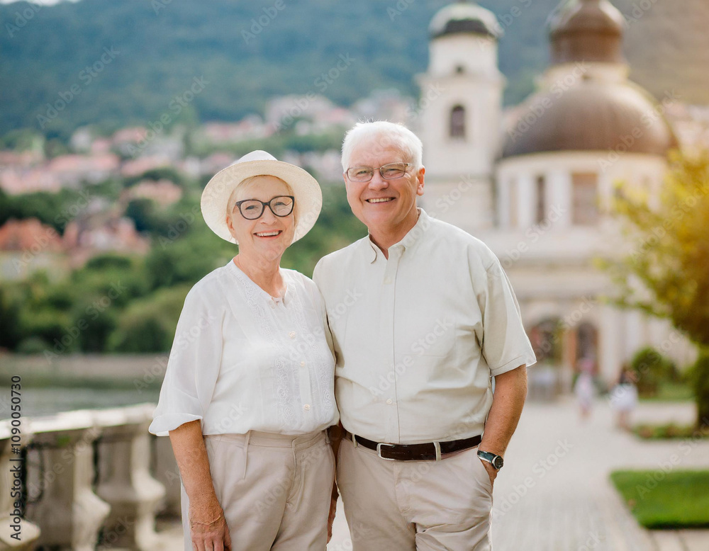 Obraz premium Zdjęcie pary seniorów z podróży