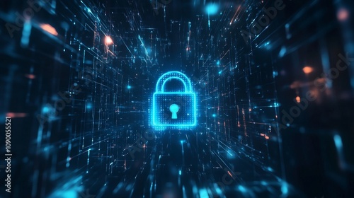 Wallpaper Mural Lock symbol with digital network connection. Data security concept. Technology background.  Torontodigital.ca