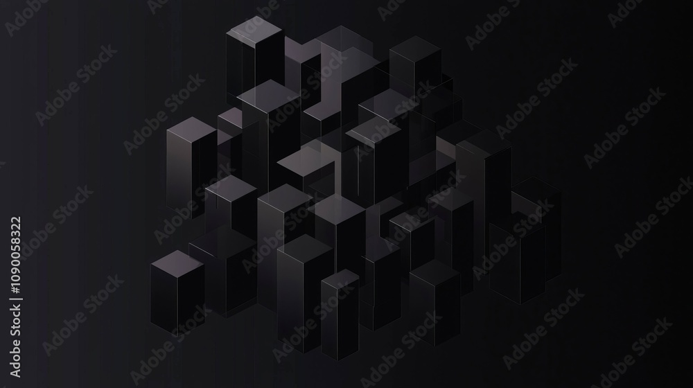 Obraz premium Futuristic 3D Blue Cube Pattern Design for Business and Technology Illustration