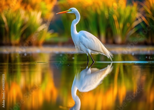 Eastern Great Egret Reflection - Rule of Thirds photo