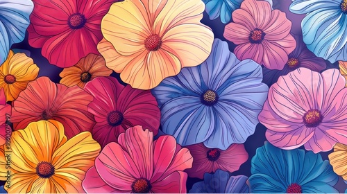 Vibrant colorful flowers background.