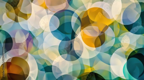 A conceptual visualization of fragmented, translucent circles in varied hues forming an overlapping pattern, Representing the complexity and depth of integrated experiences within diverse communities