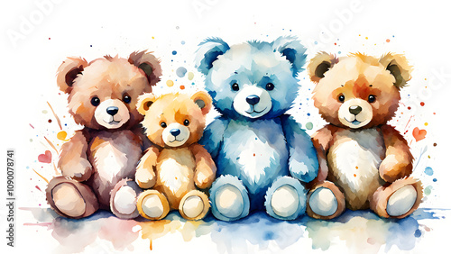 A simple and cute teddy bear on a white background	