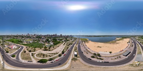 360 aerial photo taken with drone of Costanera de Asunción in Asunción, Paraguay photo