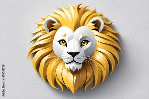 Simple and cute lion doll icon with white background