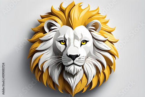 Simple and cute lion doll icon with white background
