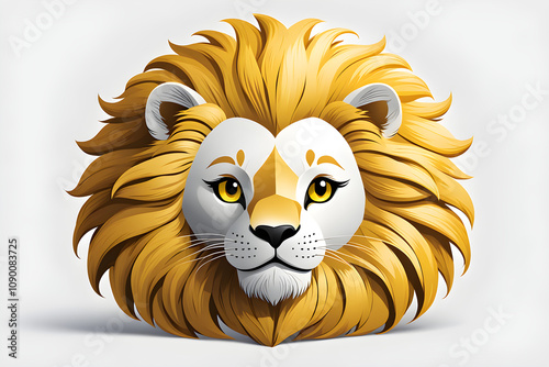 Simple and cute lion doll icon with white background