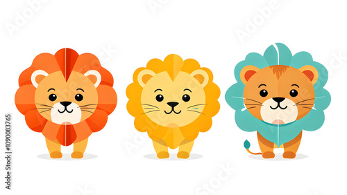 Simple and cute lion doll icon with white background