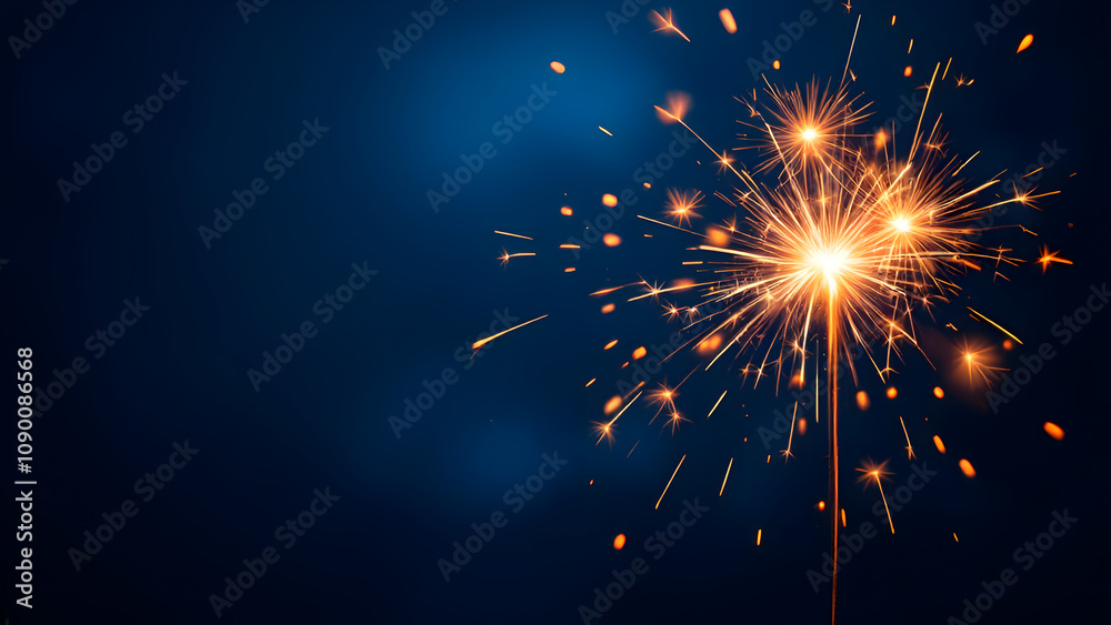 Obraz premium New year celebration fireworks on dark blue background, New year 2025 eve party.