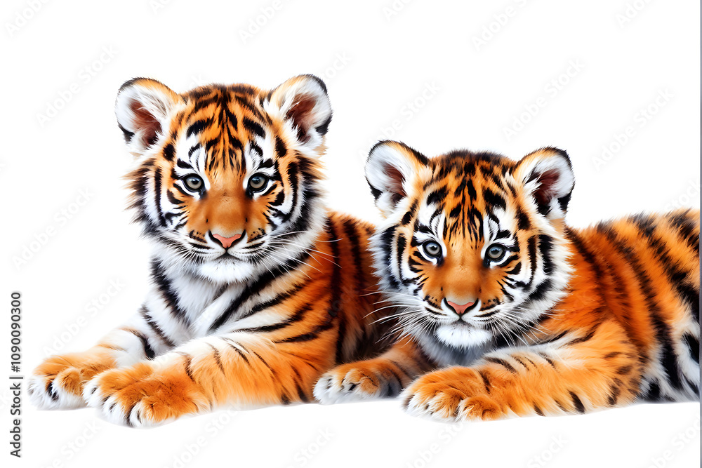 Fototapeta premium A simple and cute tiger doll icon with a white background