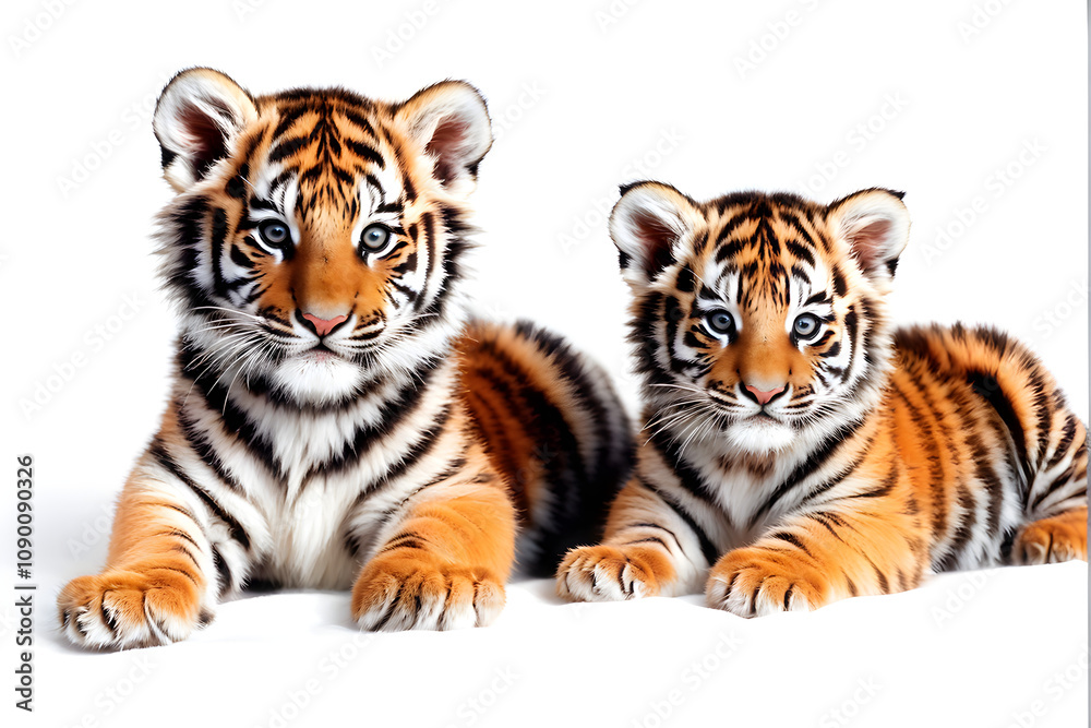 Obraz premium A simple and cute tiger doll icon with a white background