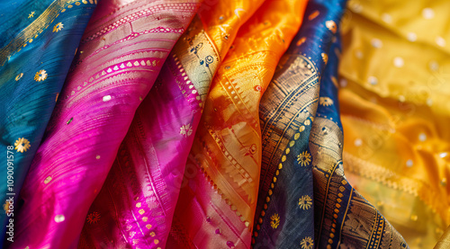 Traditional colorful Indian dress Sari photo