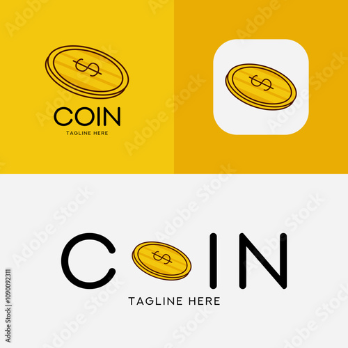 coin logo vector set , coin modern logo, coin digital logo