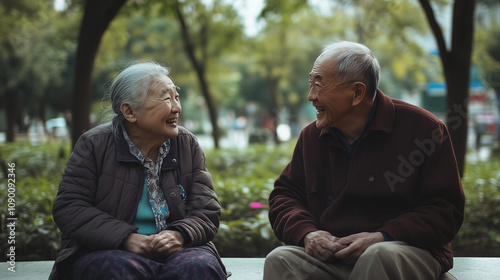 older couple looking each orther photo