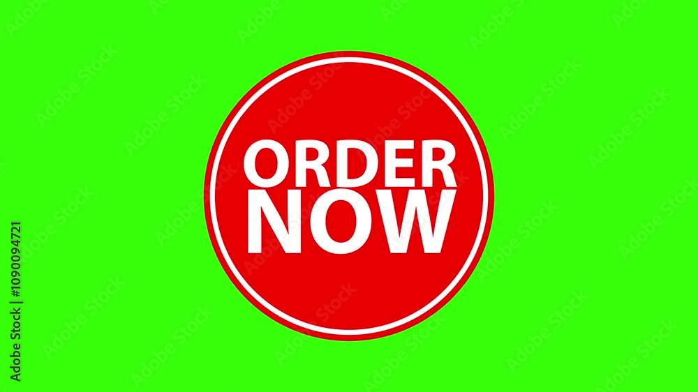 order now label animation isolated on green screen