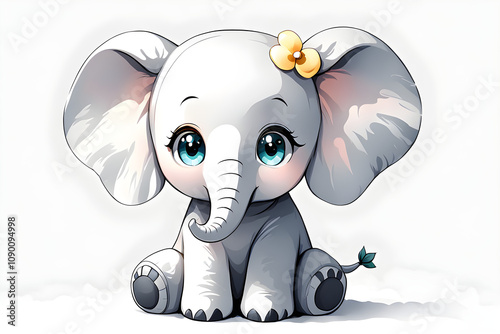 A simple and cute elephant doll icon with a white background