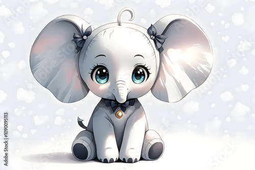 A simple and cute elephant doll icon with a white background