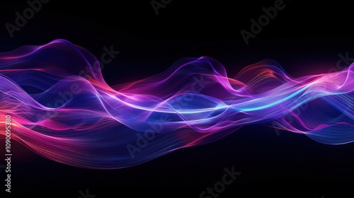 Wallpaper Mural Abstract colorful glowing wave on black background. Torontodigital.ca