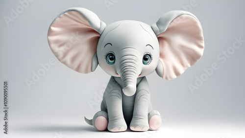 A simple and cute elephant doll icon with a white background