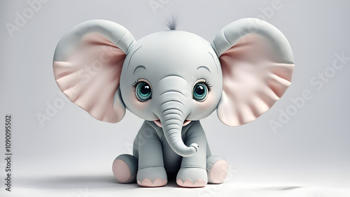 A simple and cute elephant doll icon with a white background