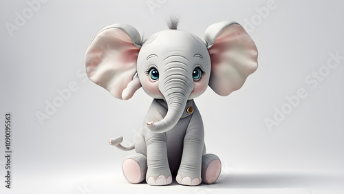 A simple and cute elephant doll icon with a white background