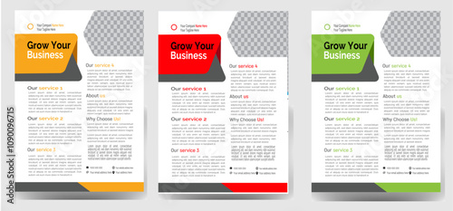 
Corporate business flyer template design set with blue geometric shapes , magenta, red and yellow color. marketing, business proposal, promotion, advertise, publication , Modern flyer design vector 