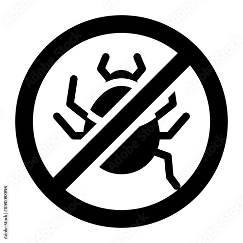 No bug glyph icon for pest free or hygiene themes