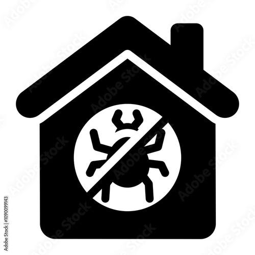 House glyph icon representing pest infested or protected house
