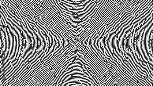 Colorful abstract reaction diffusion pattern with organic structure. Monochrome turing pattern with concentric circular waves effect. Hypnotic and intricate curvy doodle labyrinth. Vector background