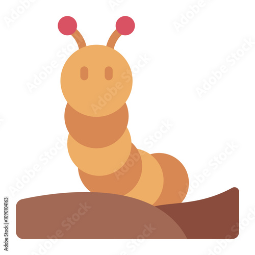 Caterpillar flat icon representing plant pest or insect