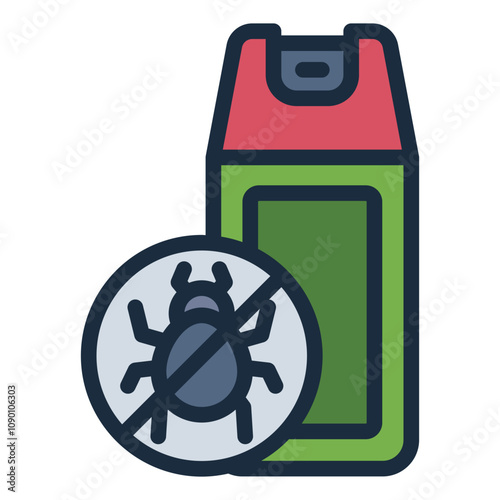 Bug repellent spray filled line icon for pest prevention